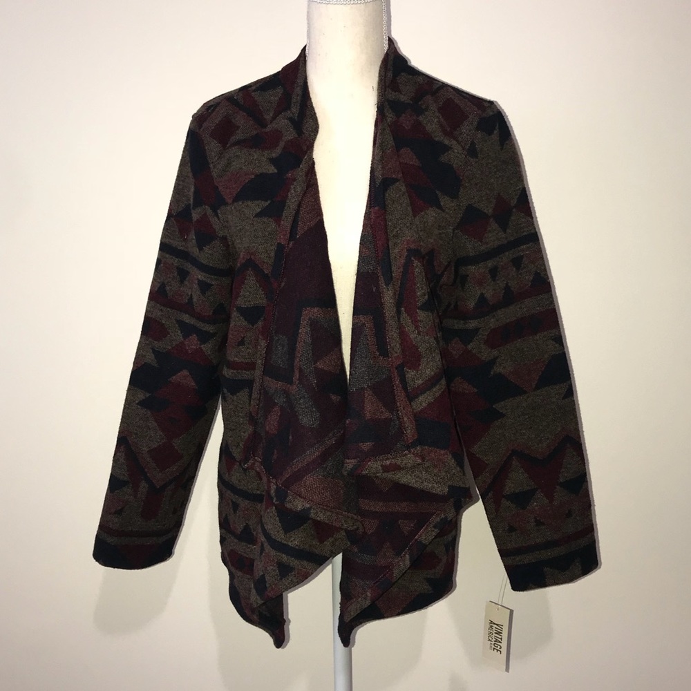 Vintage America Woven Open Front Jacket Large NWT